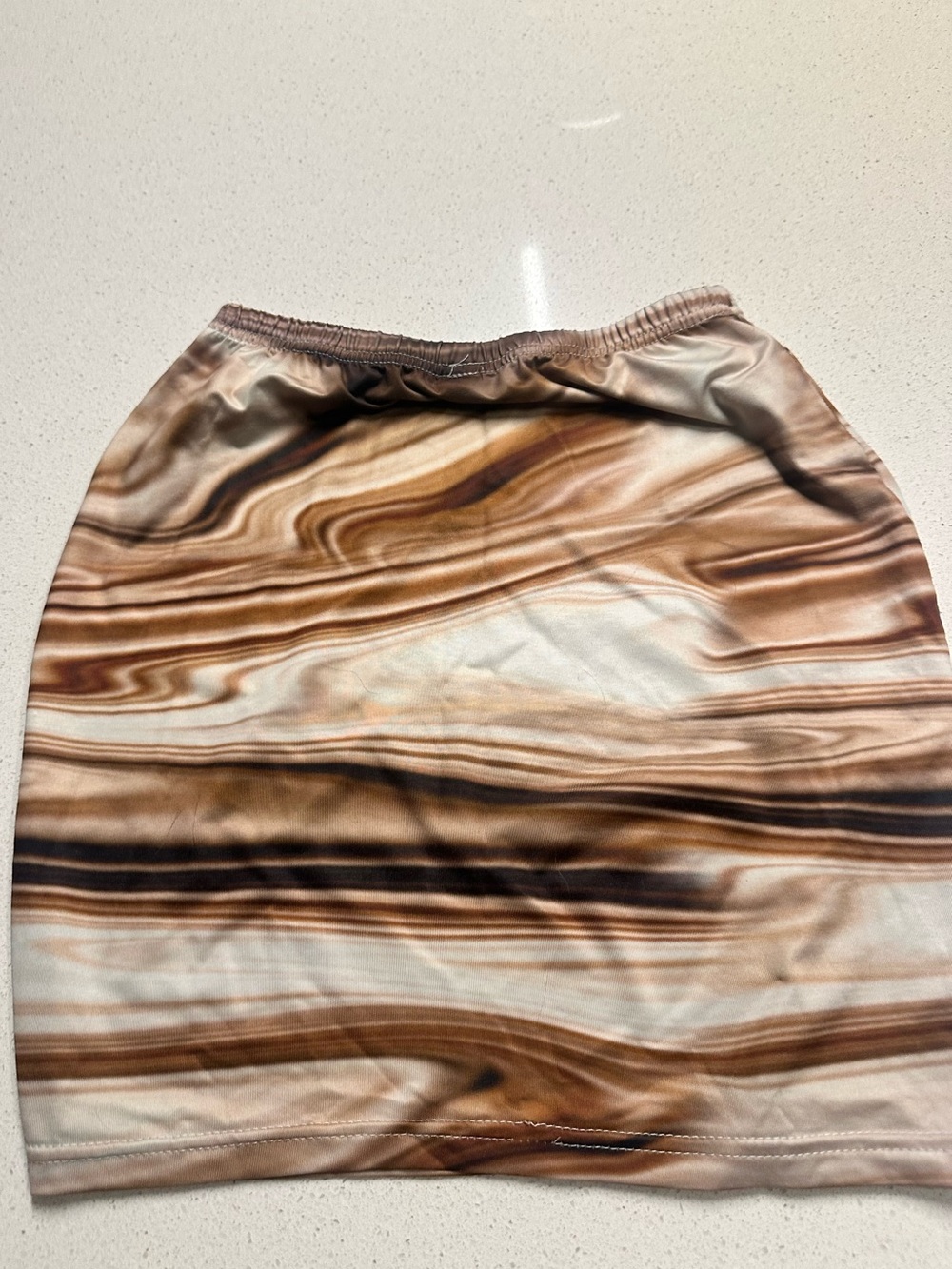 Women’s Brown Marble-Print Stretch Skirt
